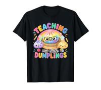 Enseñando a My Little Dumplings Kawaii Squishy a Volver a la Escuela Camiseta gráfica económica, Hombre, Negro, L