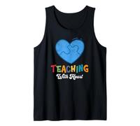 Enseñando con educador de conciencia sobre el autismo cardíaco Camiseta sin Mangas