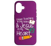 Enseñando En Mis Venas Jesús En Mi Corazón Maestro De Escuela Dominical Carcasa para iPhone 16