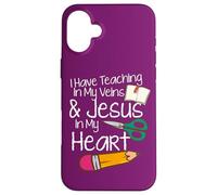 Enseñando En Mis Venas Jesús En Mi Corazón Maestro De Escuela Dominical Carcasa para iPhone 16 Plus