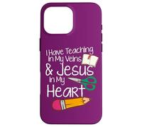 Enseñando En Mis Venas Jesús En Mi Corazón Maestro De Escuela Dominical Carcasa para iPhone 16 Pro MAX