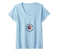 Enseñando Mentes Tocando Corazones Educador Inspiración Camiseta Cuello V, Mujer, Azul Bebé, XXL