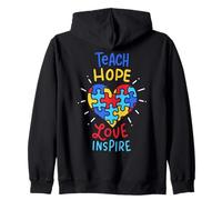 Enseñar a casa Amor Inspirar Conciencia sobre el Autismo Mes Autista Sudadera con Capucha