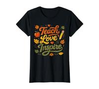 Enseñar Amor Inspirar Maestro Apreciación Educador Presente Camiseta gráfica económica, Mujer, Negro, L