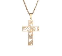 [Enseñar] Cruz católica de moda con collar, longitud ajustable, unisex, accesorio de cadena de símbolo de fe