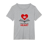 Enseñar Desde el corazón Maestro Inspirador, Maestro Camiseta, Mujer Tallas Grandes, Gris Jaspeado, 5XL Grande