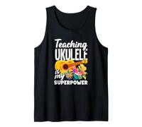 Enseñar el Ukelele es mi superpoderoso Profesor de música Camiseta sin Mangas