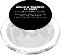 Enseñar es fácil como Andar en Bicicleta en Llamas Profesor Divertido PopSockets PopGrip para MagSafe