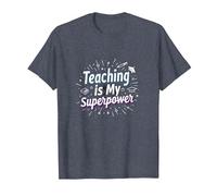 Enseñar es mi Orgullo educador de Superpotencia Camiseta, Hombre, Azul Jaspeado, XL
