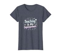Enseñar es mi Orgullo educador de Superpotencia Camiseta, Mujer, Azul Jaspeado, XXL
