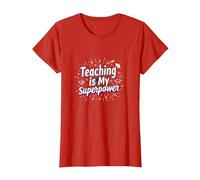Enseñar es mi Orgullo educador de Superpotencia Camiseta, Mujer, Rojo, 3XL