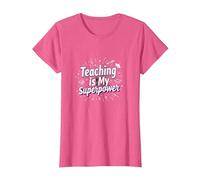 Enseñar es mi Orgullo educador de Superpotencia Camiseta, Mujer, Rosa Jaspeado, XXL