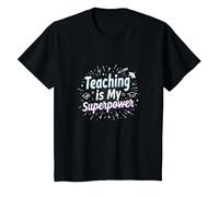 Enseñar es mi Orgullo educador de Superpotencia Camiseta, Niños, Negro, 6 años