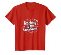 Enseñar es mi Orgullo educador de Superpotencia Camiseta, Niños, Rojo, 10 años