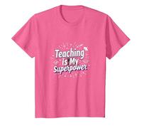 Enseñar es mi Orgullo educador de Superpotencia Camiseta, Niños, Rosa Jaspeado, 4 años