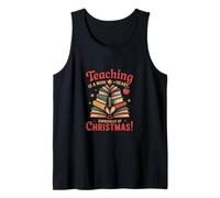 Enseñar es una Obra de corazón - Árbol de Libros de Navidad Camiseta sin Mangas