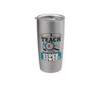 Enseño a la ciencia ¿Cuál es tu superpoder? Funny Teacher Vaso térmico de acero inoxidable de doble pared