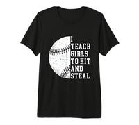 Enseño a Las niñas a Golpear y Robar | Regalos para Entrenadores de softbol Camiseta Premium
