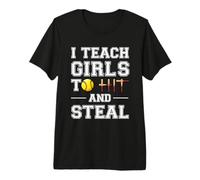 Enseño a Las niñas a Golpear y Robar | Regalos para Entrenadores de softbol Camiseta Premium
