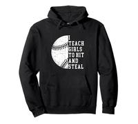 Enseño a Las niñas a Golpear y Robar | Regalos para Entrenadores de softbol Sudadera con Capucha