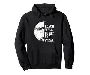Enseño a Las niñas a Golpear y Robar | Regalos para Entrenadores de softbol Sudadera con Capucha