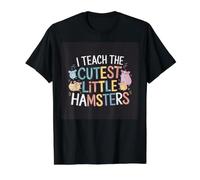 Enseño a los pequeños hámsters Divertidos Escuela de Maestros Camiseta gráfica económica, Hombre, Negro, S