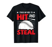 Enseño a mis Hijos a Golpear y Robar softbol béisbol mamá papá Camiseta