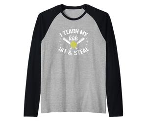 Enseño a mis Hijos a Golpear y Robar Softbol Mamá Camiseta Manga Raglan