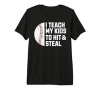 Enseño a mis Hijos a Golpear y Robar un Divertido Juego de béisbol para papá y mamá Camiseta Premium