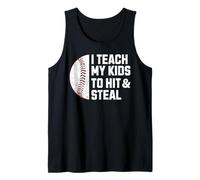 Enseño a mis Hijos a Golpear y Robar un Divertido Juego de béisbol para papá y mamá Camiseta sin Mangas