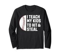 Enseño a mis Hijos a Golpear y Robar un Divertido Juego de béisbol para papá y mamá Manga Larga