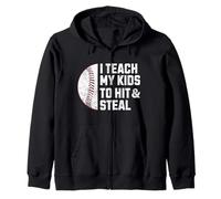 Enseño a mis Hijos a Golpear y Robar un Divertido Juego de béisbol para papá y mamá Sudadera con Capucha