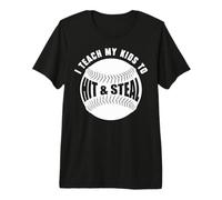 Enseño a mis Hijos cómo Golpear Pelotas de béisbol y Robar Bases papá mamá Camiseta Premium