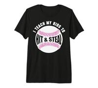 Enseño a mis Hijos cómo Golpear Pelotas de béisbol y Robar Bases papá mamá Camiseta Premium