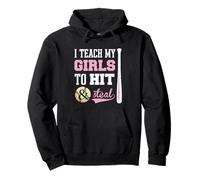 Enseño a mis niñas a Golpear y Robar | Regalos para Entrenadores de softbol Sudadera con Capucha