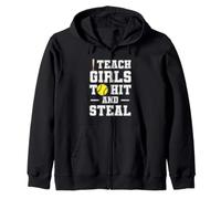 Enseño a mis niñas a Golpear y Robar | Regalos para Entrenadores de softbol Sudadera con Capucha
