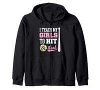 Enseño a mis niñas a Golpear y Robar | Regalos para Entrenadores de softbol Sudadera con Capucha