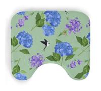 ENSFTF Toilet Mat Hydrangea Pattern Non-Slip Absorbent U-Shaped Contour Rug Extra Soft Flannel Contour Bathroom Mats for Toilet Base Washable Bathroom Floor Rug 50 * 40cm
