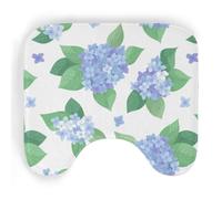 ENSFTF Toilet Mat Hydrangea Pattern Non-Slip Absorbent U-Shaped Contour Rug Extra Soft Flannel Contour Bathroom Mats for Toilet Base Washable Bathroom Floor Rug 50 * 40cm