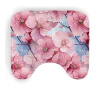 ENSFTF Toilet Mat Hydrangea Pattern Non-Slip Absorbent U-Shaped Contour Rug Extra Soft Flannel Contour Bathroom Mats for Toilet Base Washable Bathroom Floor Rug 50 * 40cm