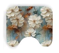 ENSFTF Toilet Mat Hydrangea Pattern Non-Slip Absorbent U-Shaped Contour Rug Extra Soft Flannel Contour Bathroom Mats for Toilet Base Washable Bathroom Floor Rug 50 * 40cm