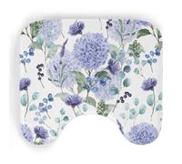 ENSFTF Toilet Mat Hydrangea Pattern Non-Slip Absorbent U-Shaped Contour Rug Extra Soft Flannel Contour Bathroom Mats for Toilet Base Washable Bathroom Floor Rug 50 * 40cm
