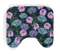 ENSFTF Toilet Mat Hydrangea Pattern Non-Slip Absorbent U-Shaped Contour Rug Extra Soft Flannel Contour Bathroom Mats for Toilet Base Washable Bathroom Floor Rug 50 * 40cm