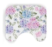 ENSFTF Toilet Mat Hydrangea Pattern Non-Slip Absorbent U-Shaped Contour Rug Extra Soft Flannel Contour Bathroom Mats for Toilet Base Washable Bathroom Floor Rug 50 * 40cm