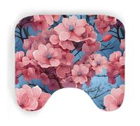 ENSFTF Toilet Mat Hydrangea Pattern Non-Slip Absorbent U-Shaped Contour Rug Extra Soft Flannel Contour Bathroom Mats for Toilet Base Washable Bathroom Floor Rug 50 * 40cm