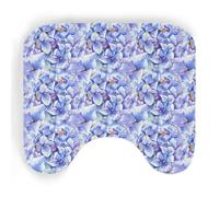 ENSFTF Toilet Mat Hydrangea Pattern Non-Slip Absorbent U-Shaped Contour Rug Extra Soft Flannel Contour Bathroom Mats for Toilet Base Washable Bathroom Floor Rug 50 * 40cm