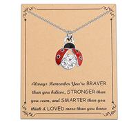 ENSIANTH Collar con colgante de mariquita, regalo de mariquita, joyería de mariquita, regalo inspirador para mujeres y niñas, Large, Acero inoxidable Metal