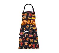 ENSIANTH Delantal de España con bolsillos para chef, delantal de cocina, regalos para amantes españoles, regalo de recuerdo de viaje a España, regalo de vocación