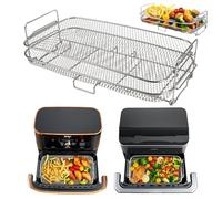ENSINE Accesorio para freidora de aire caliente para Ninja AF500EU, rejilla de airfryer compatible con COSORI Dual Blaze Twinfry 10 l, ideal para patatas fritas y alitas de pollo, apilable