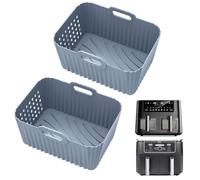 ENSINE Airfryer - Juego de 2 moldes de silicona para Cookwise Dual Zone 9L, compatible con Ninja Foodi Max AF400EU/AF451EU, freidora de aire caliente reutilizable, color gris